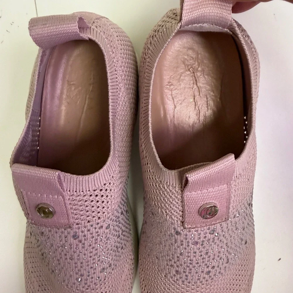 Carvela Jeo Embellish Knit Slip On Sneaker Pink Rhinestone Platform W Sz 39 8.5‎